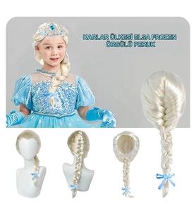 Platin Altın Dore Renk Karlar Ülkesi Elsa Frozen Peruğu Çocuk Boy