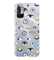 PrintiFy Xiaomi Redmi Note 10 5G ile Uyumlu 1mm Slim Fit Nazar Boncuğu 2 Baskılı Şeffaf  Kılıf