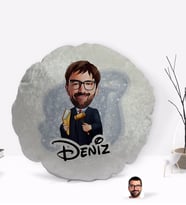 BK Gift Kişiye Özel İsimli Erkek Hakim Karikatürlü Yuvarlak Dekoratif Kırlent Yastık-1
