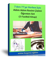 7 den 77 ye Herkes İçin Adım Adım Resim Çizimi Öğreten Kitap Seti (5 Fasikül Kitap)