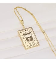 Kişiye Özel The Iced Coffee Tarot Kolye 925K Gümüş (Gold)