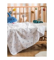 Ekru Baskılı Erkek Bebek Müslin Battaniye 90x100 Cm (S6)