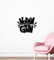 BK Home No Pain No Gain Tasarımlı Ahşap Duvar Süsü-1 (Siyah)