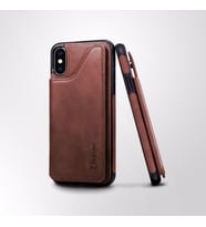Apple iPhone X Kılıf Zebana Gorra Cüzdanlı Kılıf Kahverengi (Kahverengi)