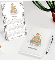 BK Gift Kişiye Özel İsimli Öğretmenler Günü Tasarımlı Defter Tükenmez Kalem ve Masaüstü 2024 Takvim Hediye Seti - 12, Öğretmene Hediye, Öğretmenler Günü