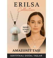 Sertifikalı Mantar Model Amazonit Taşı Kolye - Sakinlik ve Huzur Veren Doğal Taş (Çok Renkli)