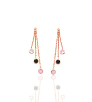 Gümüş rose zirkon taşlı renkli zincir ışıltısı küpe SGTL12632ROSE