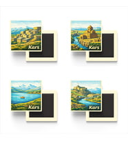 Kars - Baskılı Buzdolap Magneti Kare - 9x9 cm - 4 Adet