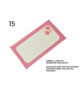 iPhone 15 Arka Pil Batarya Kapağı (CAM) BEYAZ
