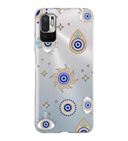 PrintiFy Xiaomi Redmi Note 10 5G ile Uyumlu 1mm Slim Fit Nazar Boncuğu 5 Baskılı Şeffaf  Kılıf