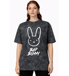 Tasarım Bad Bunny Rapper Şarkıcı Baskılı Unisex Oversize Vintage Yıkamalı Tişört