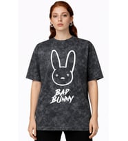 Tasarım Bad Bunny Rapper Şarkıcı Baskılı Unisex Oversize Vintage Yıkamalı Tişört