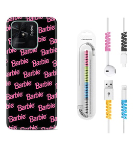 Xiaomi Redmi Note 7 8 9 Pro 10 2022 10 Pro 10S Kılıf Kablo Koruma Spiral Silikon Barbie 1404