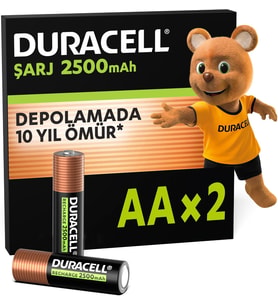 ŞARJ EDİLEBİLİR AA Kalem Pil (2’li Paket), 2500 mAh NiMH