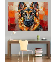 Alman Çoban Köpeği Renkli Portresi Dekoratif Kanvas - Mdf Ahşap Tablo
