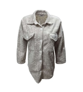 Viya V01076 Kadın Polar Oversize Desenli Düğmeli Hırka - V01076 - Bej - ST01076-Bej-S (Bej)