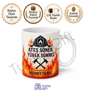 İtfaiyeciye Hediye İsme Özel Baskılı Kupa Bardak Itfaiyeci Hediyesi