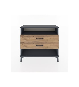 Arges Şifonyer Tek Raflı 2 Çekmeceli 88x30x80 Antrasit-Çam