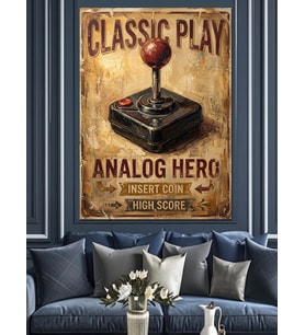 Analog Kahraman Retro Oyun Konsolu Dekoratif Kanvas - Mdf Ahşap Tablo