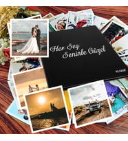 Her Şey Seninle Güzel Yazılı Anı Defteri - 20 Adet 10x10 Cm Solmaz Fotoğraf Baskı, Beyaz Jel Kalem ve Bant Hediye (tasarla, yapıştır, oluştur )