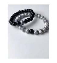 Unisex - Şık Tasarım 2 Adet Doğal Taş Bileklik  Jade Ve Onix!