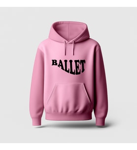 Ballet Tasarım Baskılı Hoodie Sweatshirt (Pembe)