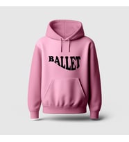 Ballet Tasarım Baskılı Hoodie Sweatshirt (Pembe)