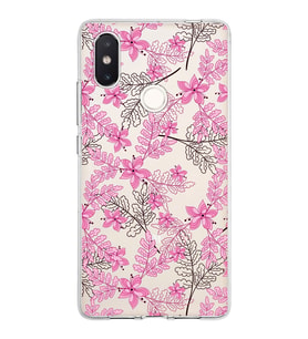 Xiaomi Mi 8 Se Uyumlu Kapak Floral Pembe Tasarımlı Şeffaf Silikon Kılıf