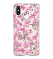 Xiaomi Mi 8 Se Uyumlu Kapak Floral Pembe Tasarımlı Şeffaf Silikon Kılıf