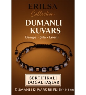 Sertifikalı Doğal Terahertz - Dumanlı Kuvars Taşı Bileklik 4x4 mm - Denge Şifa Arınma Taşı (Çok Renkli)