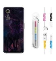 General Mobile GM 21 Pro GM 22 Pro Plus Kılıf Kablo Koruma Spiral Silikon Black Purple Wolf 1791