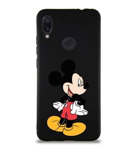 Xiaomi Redmi Note 7 Pro Soft Premier Kapak Mickey Mouse-D Tasarımlı Silikon Kılıf - Siyah (Şeffaf)