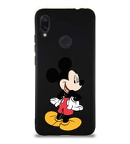 Xiaomi Redmi Note 7 Pro Soft Premier Kapak Mickey Mouse-D Tasarımlı Silikon Kılıf - Siyah (Şeffaf)
