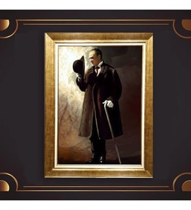 Özel Seri Paspartulu Çerçeveli Atatürk Tablo l573 (Gold)