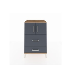 Hyperion Komodin Tek Raflı 2 Çekmeceli 2 Kapaklı 60x44x96 Çam-Antrasit