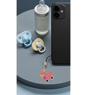 Miyuki Boncuk El Yapımı Pembe Bebek Arabası Telefon Çarmı - Charm