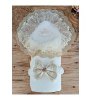 Özel Dantelli Bebek Kundağı Unisex Bebek Dış Kundak Battaniyesi Hastane Çıkışı Mevlütlük Hediyelik KND45329