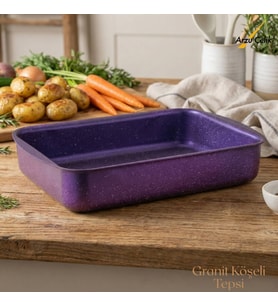 ARZU ÇELİK 22x30 Cm Granit Köşeli Tepsi - Violet