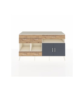 Kronos Konsol 4 Raflı 5 Çekmeceli 2 Kapaklı 176x59x99 Aytaşı-Antrasit/Çam