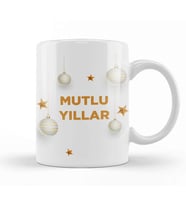 Yılbaşı Yeni Yıl Konseptli Mutlu Yıllar Hediye 05 Kupa Bardak Porselen