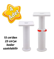 4 Adet Modül Ayarlanabilir Destek Ayağı 15 X 23 Cm Beyaz Ayak Mobilya Kanepe Baza Koltuk Ünite Ayakları
