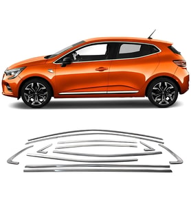 Renault Clio 5 Cam Çerçevesi - Krom (12 Parça)  2019 ve Sonrası, HB