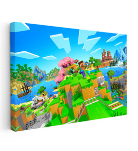 Kanvas Tablo Agalarla Keşif Minecraft Tablosu Ev Ofis Salon Duvar Dekoru