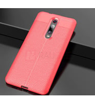 Xiaomi Mi 9T Deri Görünümlü Kalite Silikon Kılıf (Kırmızı)