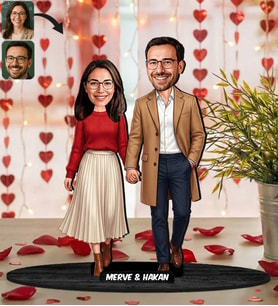 BK Gift Kişiye Özel Sevgili Karikatürlü Ahşap Biblo -24, Fotoğraftan Karikatür, Sevgililer Günü Hediyesi, Ev Hediyesi