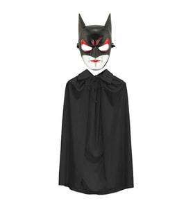 Batman Maskesi Cat Woman ve Batman Pelerini 90 cm Siyah Renk Set (5680)
