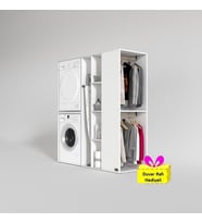 Kenzlife çamaşır-kurutma makinesi dolabı ve giysi dolabı kazvini sağ byz 180*160*60  + tekli duvar rafı hediye (Beyaz)