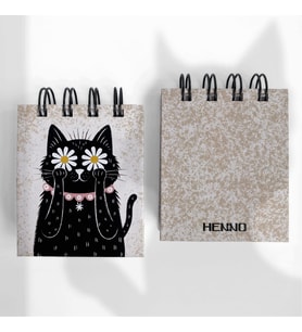 Sevimli Kara Kedi Temalı Mini Cep Defter – 6x7 cm 25 Yaprak 1 Adet (Çok Renkli)