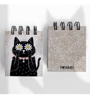 Sevimli Kara Kedi Temalı Mini Cep Defter – 6x7 cm 25 Yaprak 1 Adet (Çok Renkli)