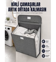 Banyo Çamaşır Odası İçin Duvara Asılan Katlanabilir Çamaşır Sepeti